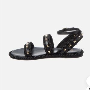 NIB Valentino Garavani Women's Rockstud Espadrille Black Sandals size 9